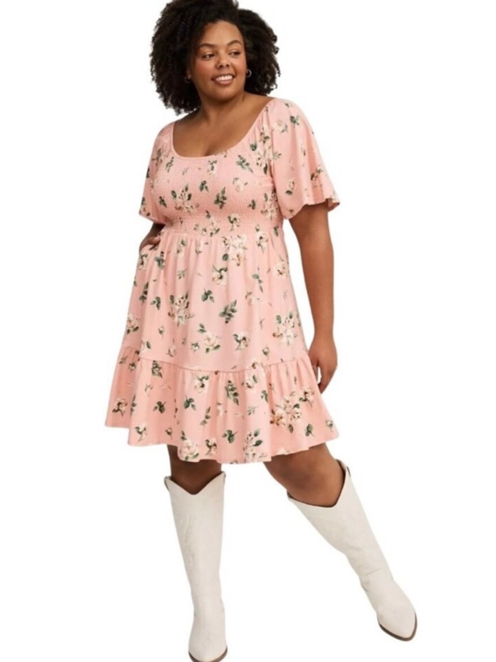 Torrid Smocked Floral Skater Mini Dress